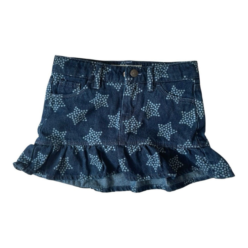 LEVIS Y2K Denim Skort Skirt Shorts Scooter Blue Star Mini Ruffle Country